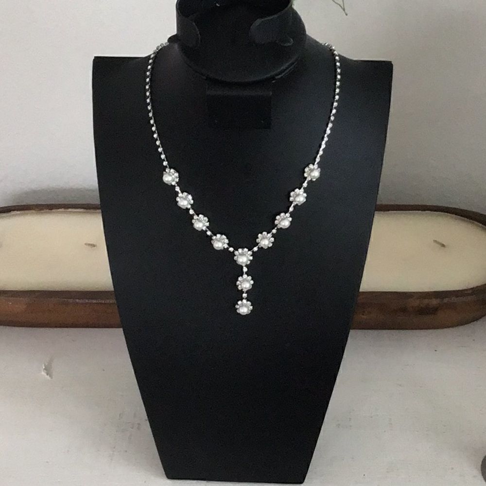 RSVP Hypo-Allergenic silver tone  faux pearl necklace and earring set